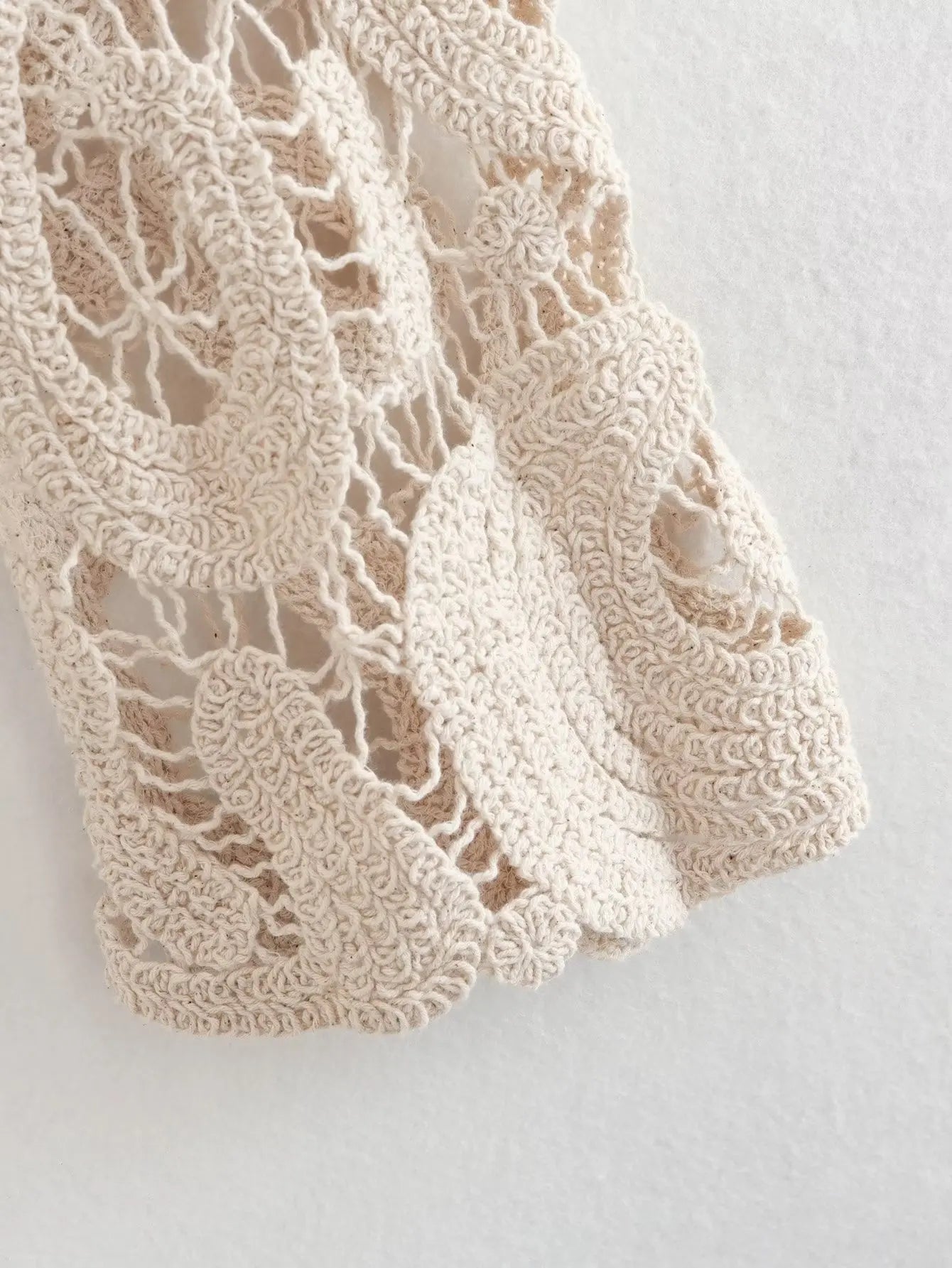 Voguable  Women Crochet Knit Blouse Vintage Long Sleeve O Neck Female Casual Loose Summer Crop Top voguable