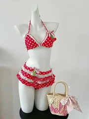 Voguable  Elegant Sexy Women V Neck Bandeau 3 Piece Bikini Set Non Padded Comfortable Quick Dry Elegant Beachwear Swimwear Fashion voguable