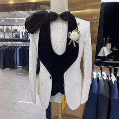 Man Suit Fine Pressed Diamond Men's Wedding Casual Host Suit 3 Pieces   Wedding Suits for Men voguable