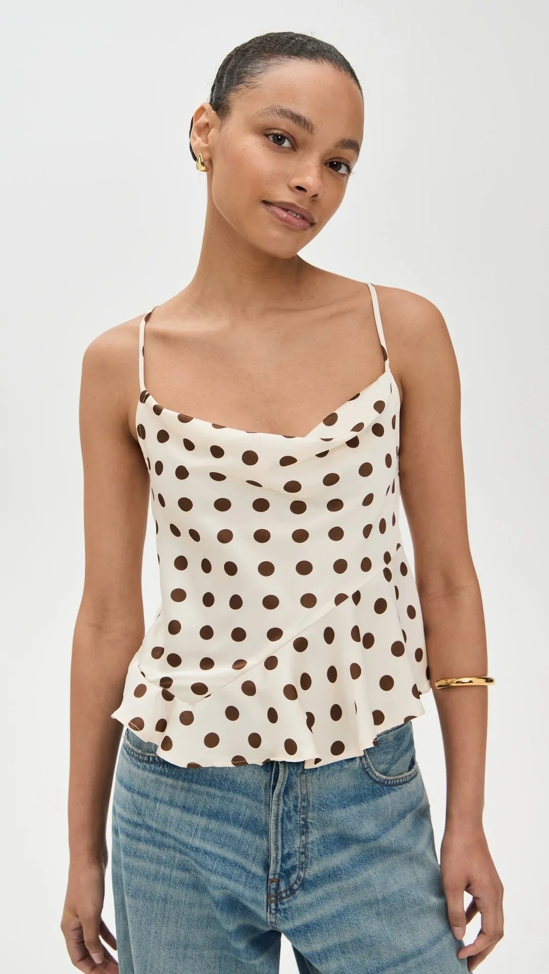 Fashion Polka Dot Print Camisole 2025 New Backless Lace-up Beige Sexy Summer Tank Chic Ruffle Patchwork Slim Top Vest For Women voguable