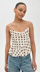 Fashion Polka Dot Print Camisole 2025 New Backless Lace-up Beige Sexy Summer Tank Chic Ruffle Patchwork Slim Top Vest For Women voguable