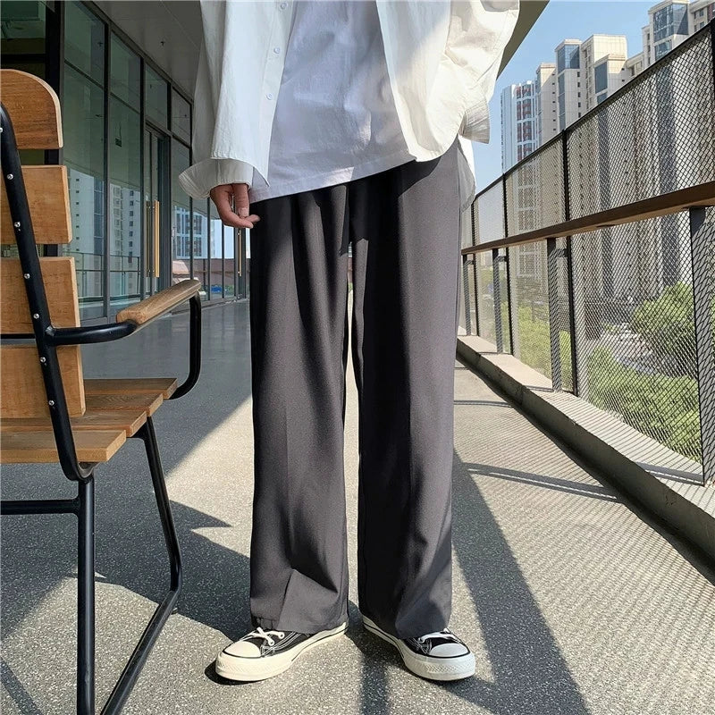 New Japanese Retro Male Suit Pants Light Luxury Straight Draped Button-down Business Casual Pants Premium Slim Elegant Trousers voguable