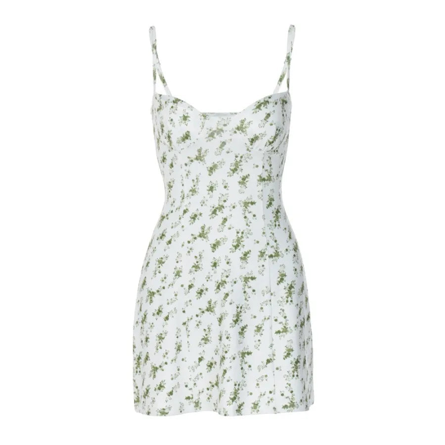 Voguable  Europe and America summer hot goods new style small floral short skirt sling dress    women's dress one piece o voguable