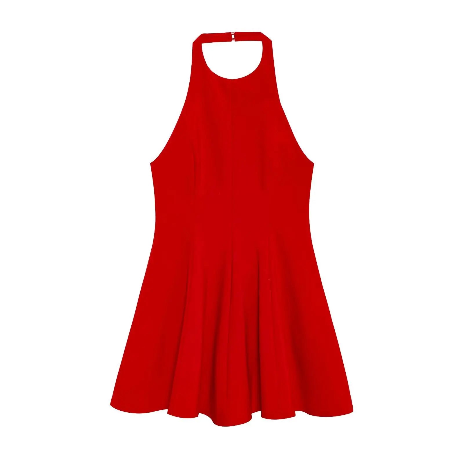 Versatile Halter Neck Backless Short Dress 2025 New A-line Zipper Solid Color Yellow Party Dress Fashion Vestidos Woman Clothing voguable