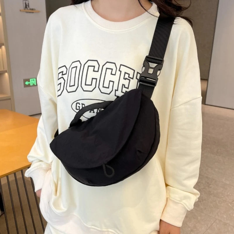 Casual All Match Vintage Women Chest Bag Simple Solid Streetwear Vintage Handbags Fashion Travel Femme Shoulder Crossbody Bags voguable
