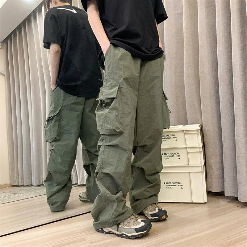 Men Casual Cargo Pants Streetwear Big Pocket Baggy Mopping Trousers Harajuku Hip Hop Loose Women Wide Leg Pants Overalls voguable