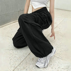 New Cargo Pants Women Retro Workwear Casual Baggy Straight Trousers Fashion Wide Leg Pockets Joggers Trousers Y2k Streetwear