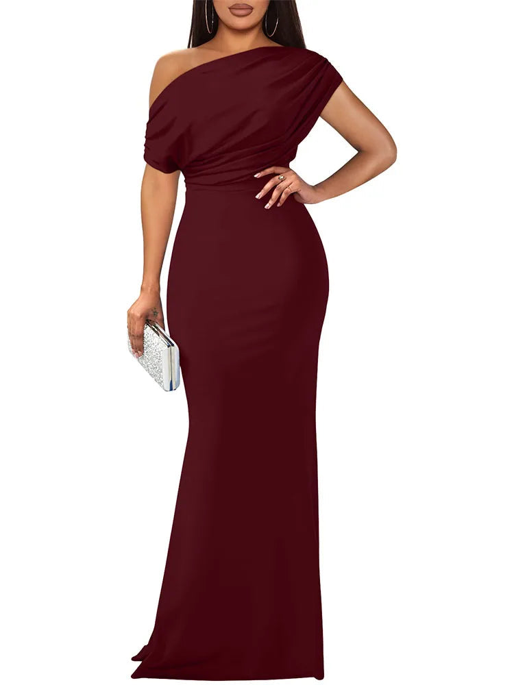 Voguable  Summer Fashion Sleeveless Off Shoulder Bodycon Sexy Party Evening Long Dresses Women's Club Elegant Party Evening Dress voguable