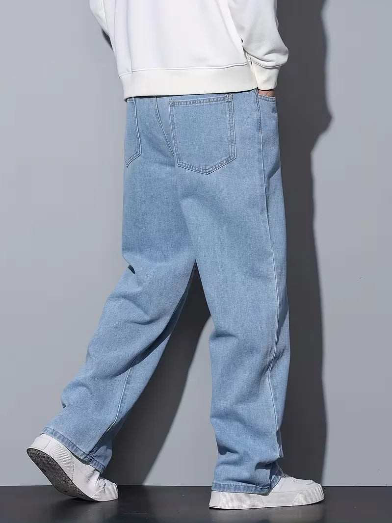 Voguable  Men's Straight Leg Jeans, Loose Casual Trousers, Soft Cotton Casual Pants voguable