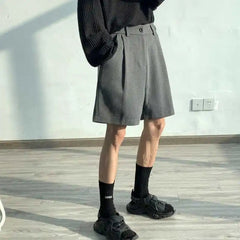 Summer Suit Shorts Men Fashion Social Mens Dress Shorts Korean Loose Business Casual Shorts Mens Grey Black Office Formal Shorts voguable