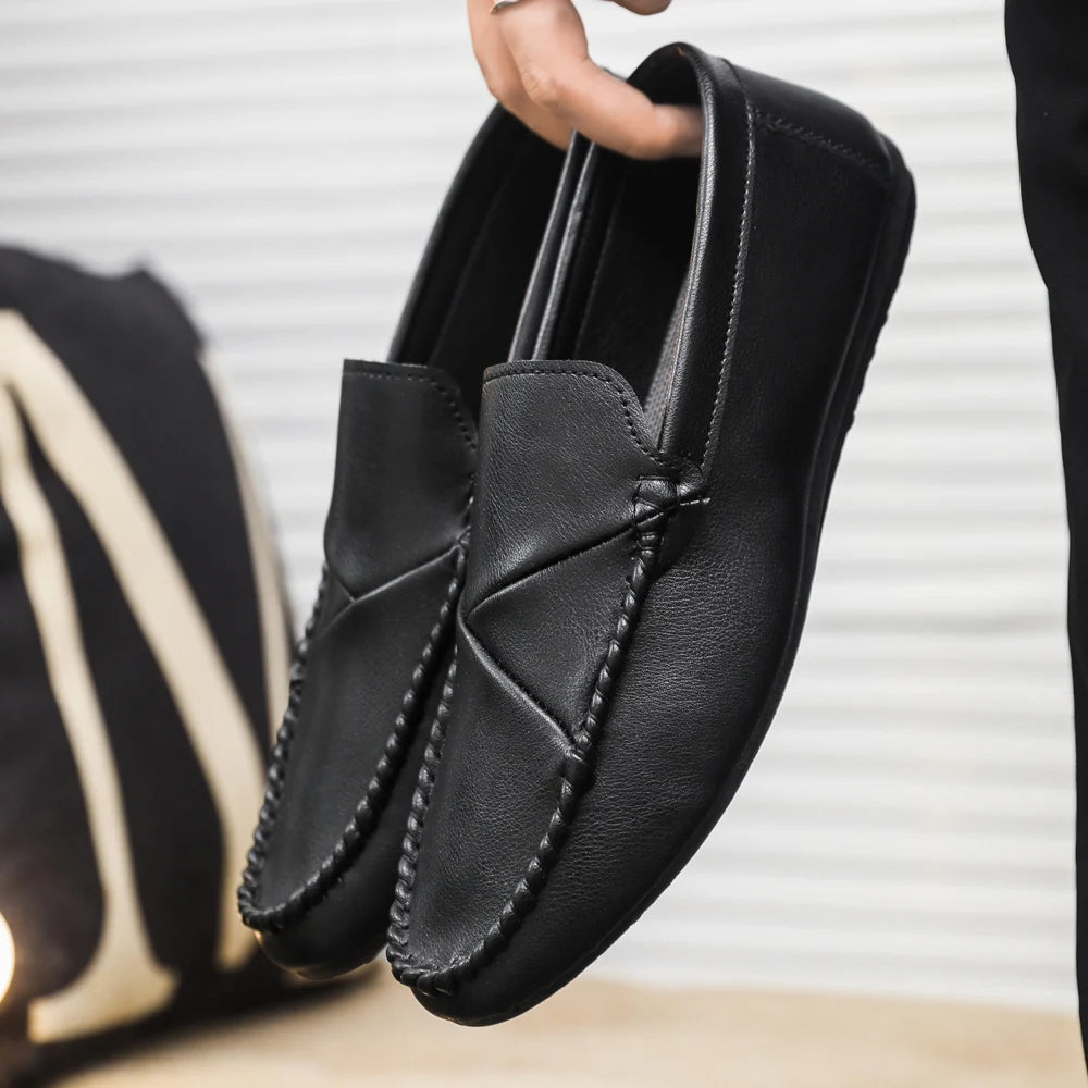 Voguable  Handmade Comfortable Men Loafers Fashion Spring Autumn Casual Leather Shoes Slip-On Business Driving Flat Soft Walking Shoes voguable