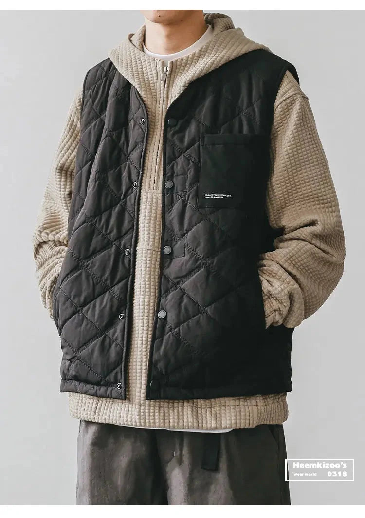 Cotton-layered Fashionable Vest Men with Autumn Winter Simple Casual Light Heated Inner Vest Cardigan Work Vest Top Aesthetic voguable