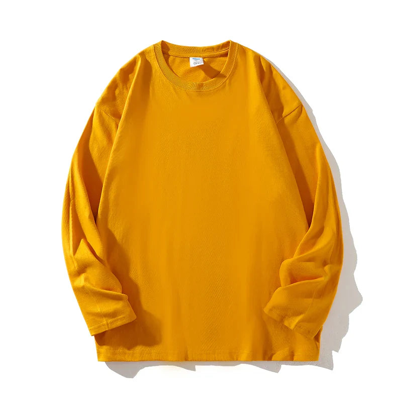 Long Sleeve Mens T Shirt Ripped Base O-neck Casual Spring Male Tops Loose Streetwear Unisex Tees gotmes-shop