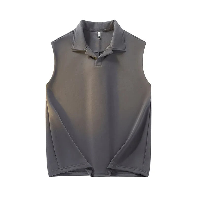 Men Solid Lapel Collar Casual Vest Youth Trendy Streetwear Sleeveless Summer Lightweight Comfort Outdoor Daily Wear Fashion voguable