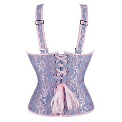Voguable Rose Red Corset Top With Straps Sexy Bustier Zipper Brocade Vest Lingerie Plus Size Gothic For Women Outfit Burlesque Medieval voguable