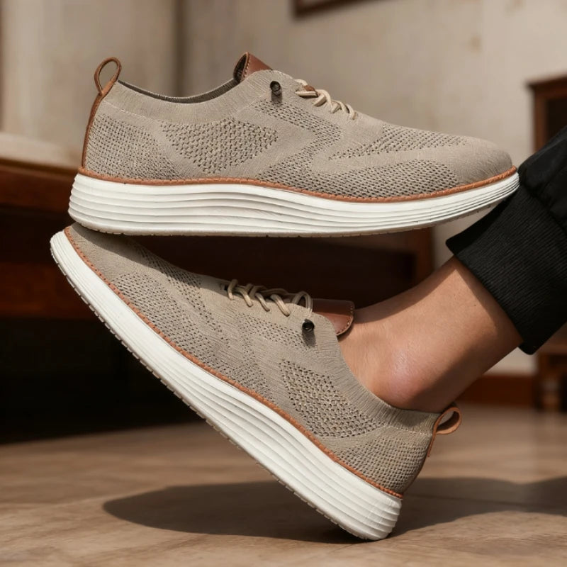 Voguable  Men Casual Walking Shoes Breathable Mesh Knit Sneakers Hot Selling Bestselle Lightweight Non-slip Flat Lace Up Running Shoes Men voguable