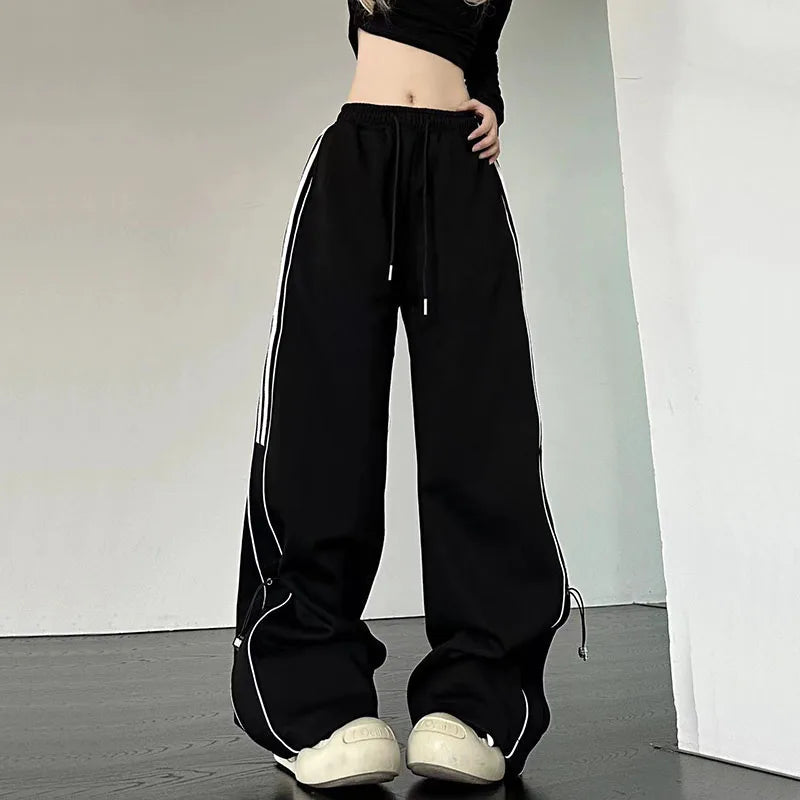 Y2K Streetwear Cargo Pants Women High Waist Baggy Oversize Parachute White Sweatpants Ladies Korean Hip Hop Wide Leg Joggers voguable