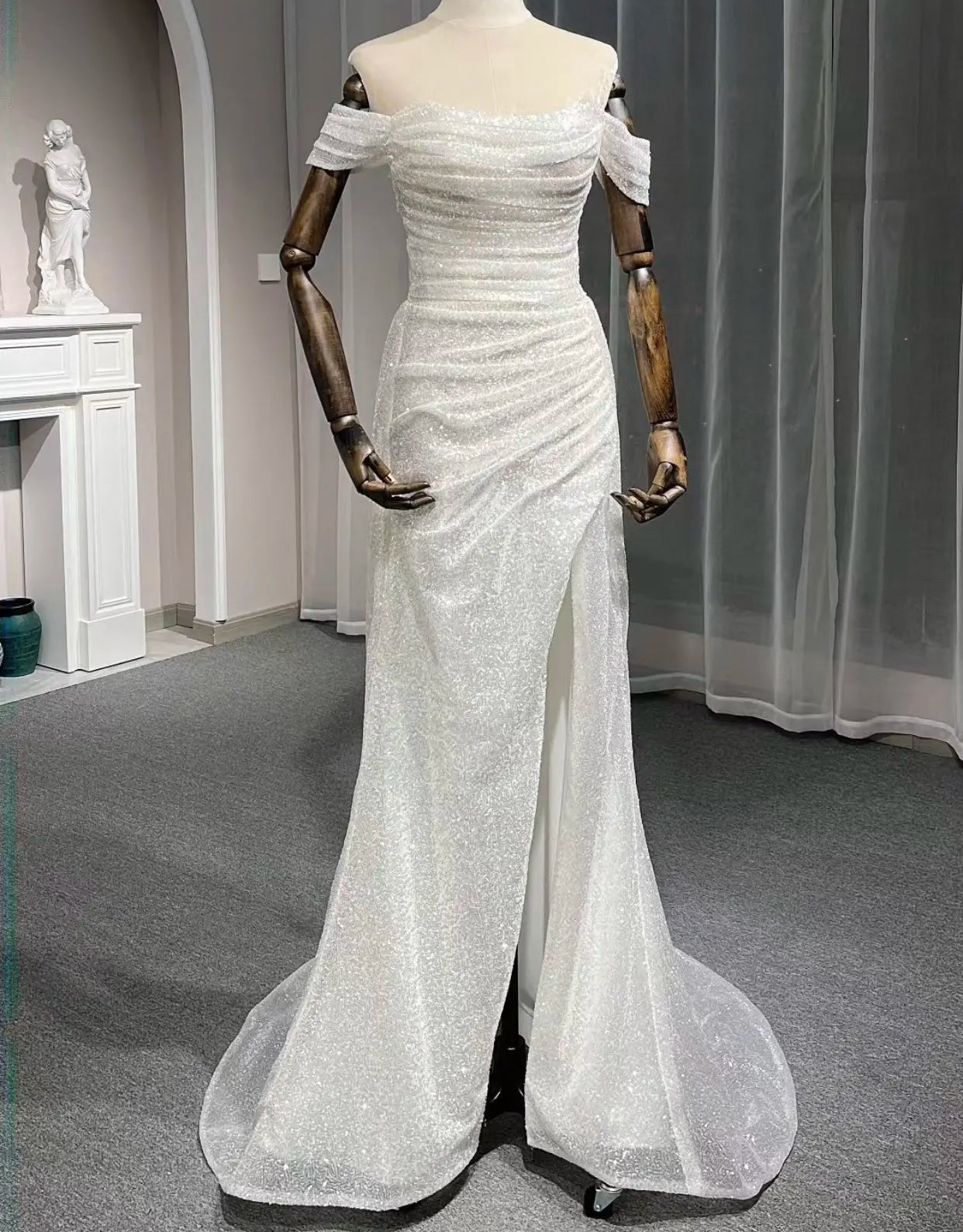 Long Dresses for Women Party Wedding Evening White Shiny Luxurious Turkish Evening Gowns Side Slit Robe Sweetheart Formal voguable