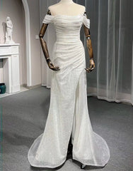 Long Dresses for Women Party Wedding Evening White Shiny Luxurious Turkish Evening Gowns Side Slit Robe Sweetheart Formal voguable