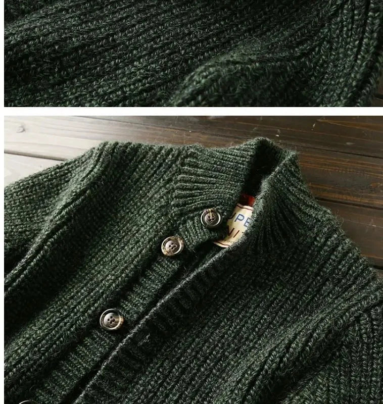 American High-end Knit Cardigan Men's Stand Collar Sweater Cardigan Korean 2025 New Spring Autumn New Sweater Button Jacket Chic voguable