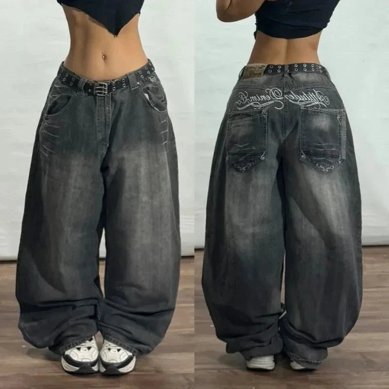 Y2K New Fashion Washed Multi-pocket Old Baggy Tooling Jeans Men Vintage Hip-hop Straight Casual Punk High Waist Wide Leg Pants voguable