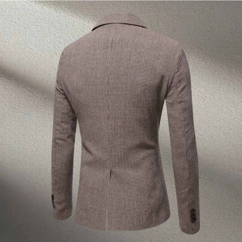 Voguable  Spring 2 Piece Woolen Blend Men's Suit  Set Tailored Double Breasted Lapel Jacket Blazer Elastic Pants Wedding Part Prom Dinner voguable