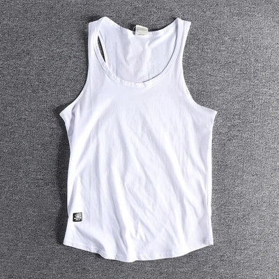 Voguable  Summer New American Retro Sleeveless O-neck Soild Sleeve T-shirt Men's Fashion 100% Cotton Washed Old Casual Sports Vest Tops voguable