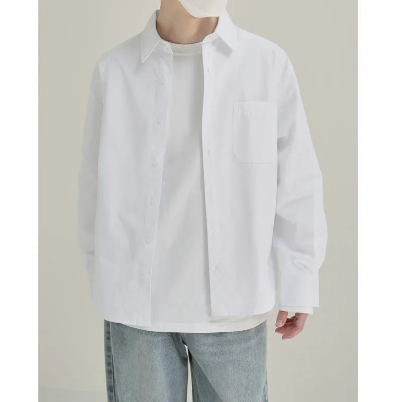 Voguable Blue White Shirt Men Fashion Social Men Dress Shirt Korean Loose Long Sleeve Shirt Men Office Formal Shirt Male Casual Shirts voguable