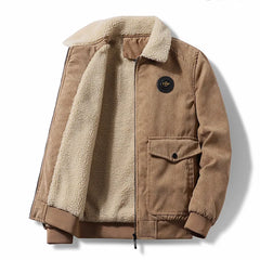Plus 8XL Autumn Winter Men Warm Fleece Warm Thick Jackets Coats Men Fashion Fur Collar Corduroy Military Casual Jacket Coat Male voguable