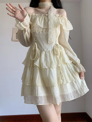 Voguable Summer Elegant Vintage Mini Dress Women Long Sleeve Outwear Party Formal Dress Office Lady Fairy Korean Dress Chic Fashion voguable