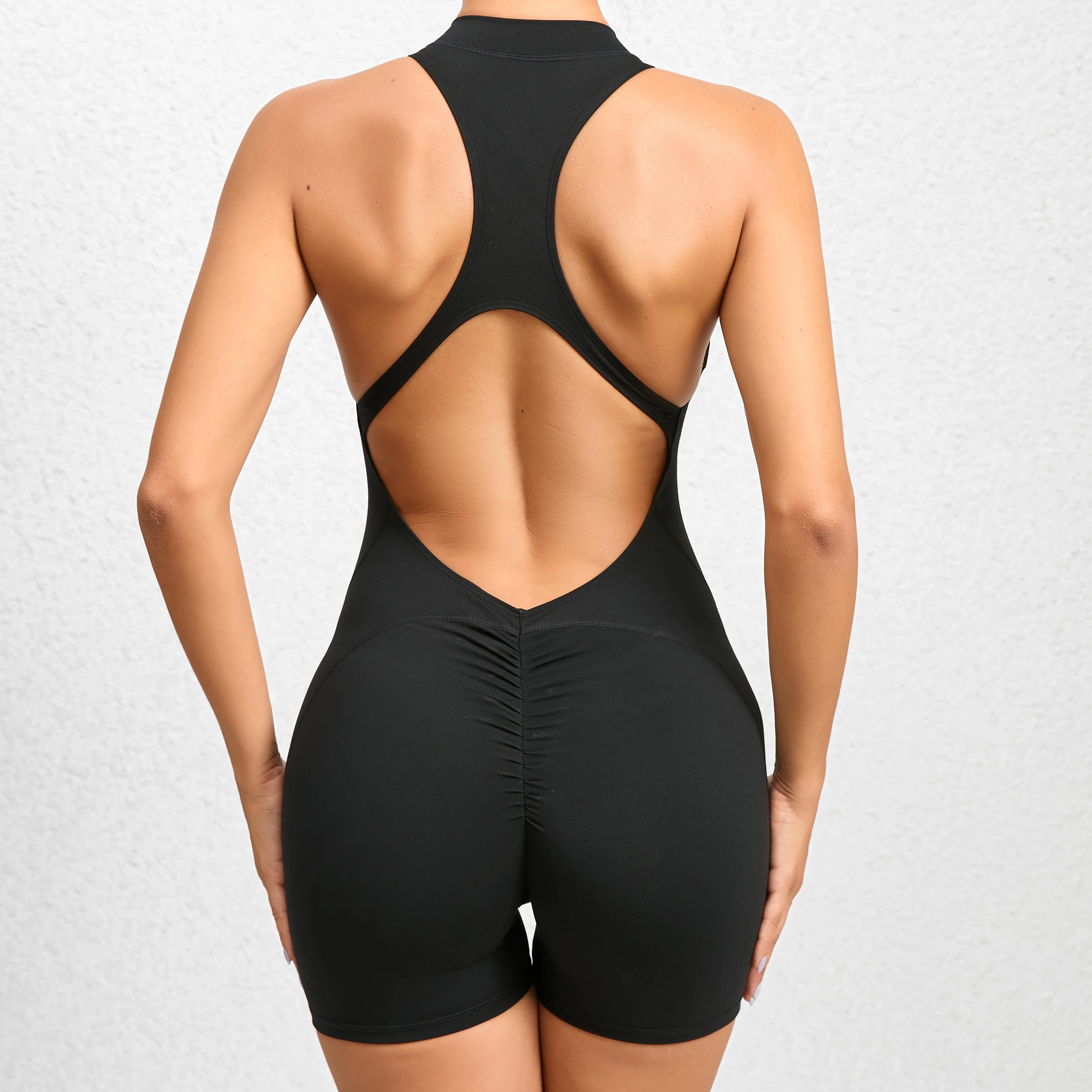 Voguable  Women V Backless Jumpsuit Workout Bodysuit Sleeveless Gym Bodycon Sportswear Fitness Yoga Suit One Piece Outfit voguable