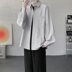 Voguable  Men's Casual Shirt Single Breasted Striped Long Sleeve Shirt with Chest Pocket Loose Fit ComfortableShirt for Office Wear voguable
