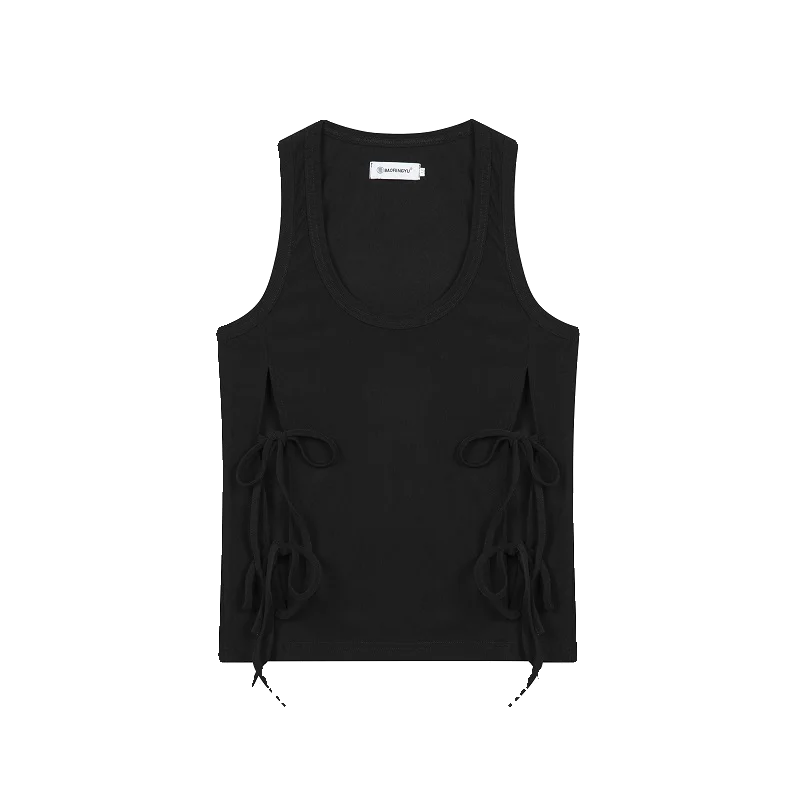 Voguable 2024 Knitted Elastic Tank Tops Men's Personalized Split Lace Trendy Square Neck Original Design Sleeveless T-shirt voguable