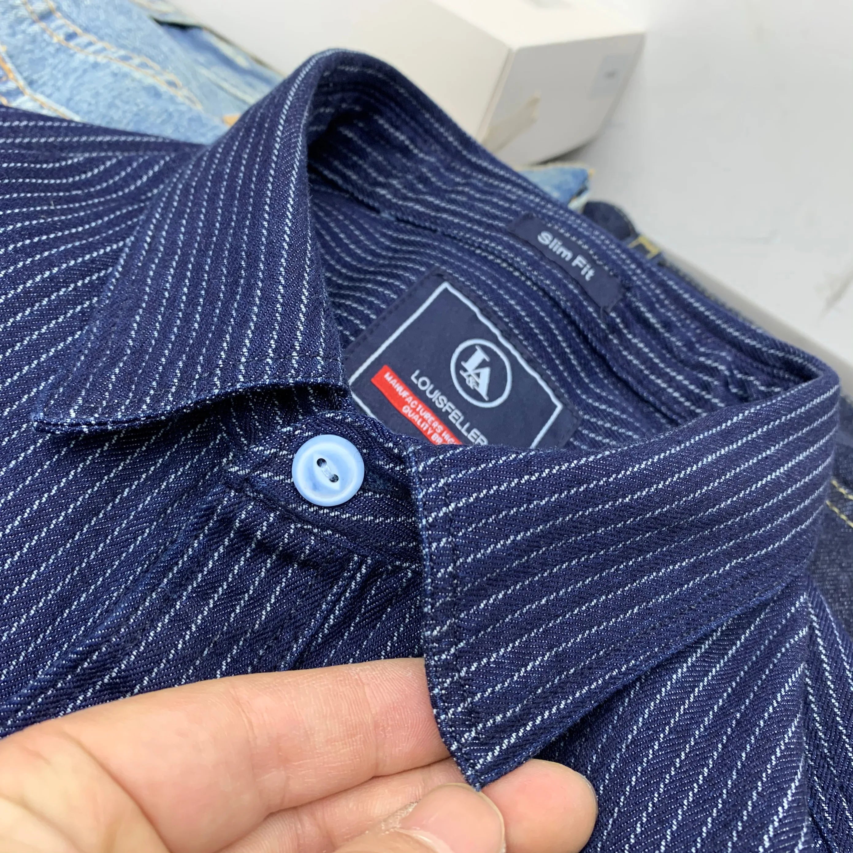 Voguable  Autumn New Japanese Retro Long-Sleeve Lapel Striped Shirt Men's Fashion 100% Cotton Double Pockets Loose Casual Blouses voguable