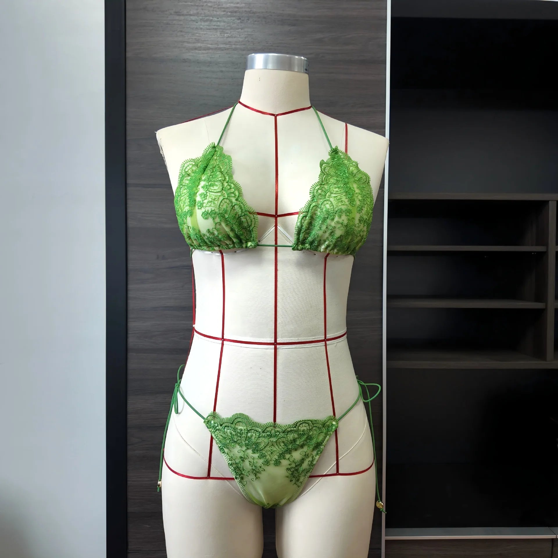 Voguable  Sexy Backless Hollow Lace Bikinis Patchwork Swimsuit Women Bathing Suits Bandage Swimwear Mujer Beachwear Triangle Bikini Set voguable