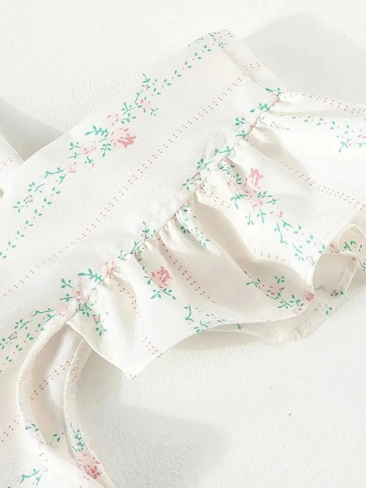 Floral Vintage Sweet Tanks Women Elegant Slim Flying Sleeve Casual Tanks Tops French Retro Square Collar Female Summer Tops voguable