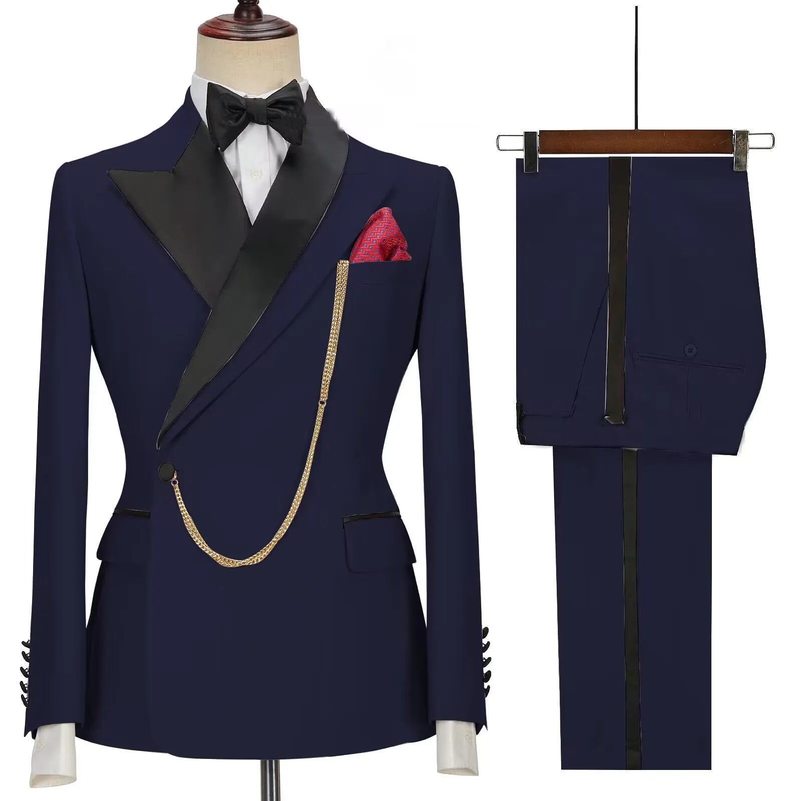 New Solid Men's Suits Peak Lapel Slim Fit Casual Suits Wedding Business Dress Set Groom Tuxedos Terno Masculino (Blazer+Pants) voguable