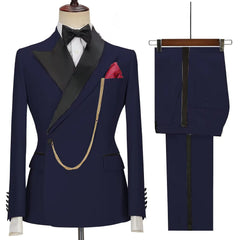 New Solid Men's Suits Peak Lapel Slim Fit Casual Suits Wedding Business Dress Set Groom Tuxedos Terno Masculino (Blazer+Pants) voguable
