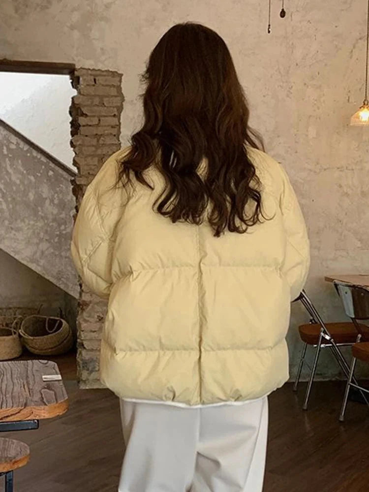 Sweet O Neck Cute Parkas Women Long Sleeve Preppy Style Warm Cotton Coat Japan Casual Female Solid Thick Warm Retro Jacket voguable