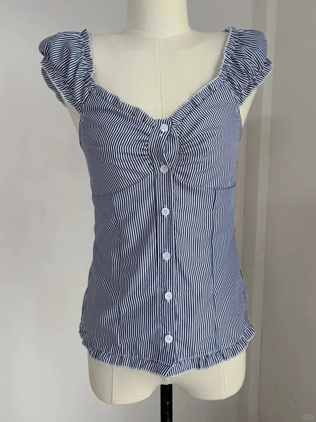 Voguable  Yellow Sweet Folds Blouse Casual Single Top Women Breasted Ruffle Sleeveless Tank Cute Casual Tops Vest Preppy Style Camis Y2K voguable