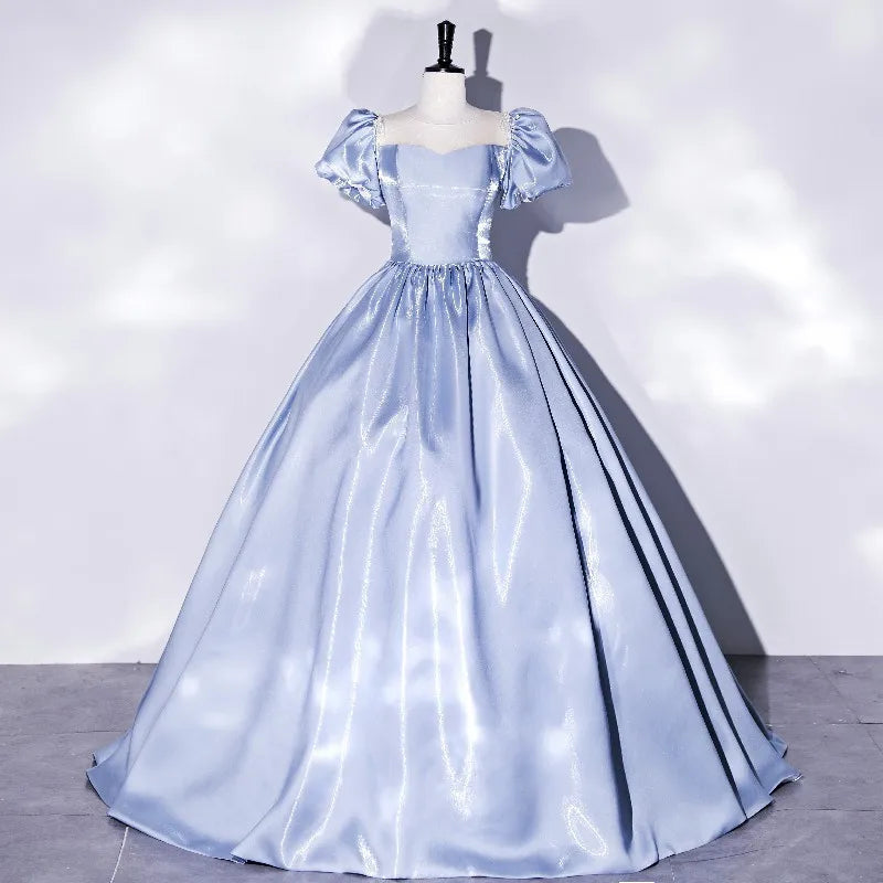 Voguable  Puff Sleeve Evening Dress Princess Dress Temperament Bride Simple Wedding Dress Host Long Dresses Wedding Dresses for Women voguable