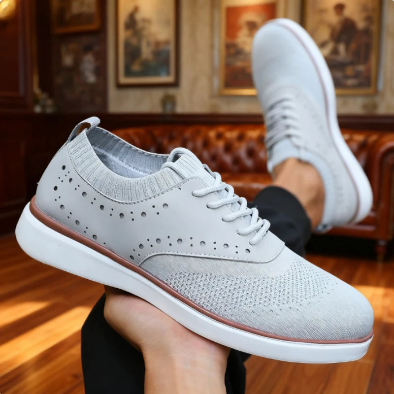 Voguable  Men's Dress Sneakers Trendy Solid Woven Knit Breathable Mesh Loafers Outdoor Soft  Non Slip Lightweight Flat Designer Shoes Men voguable