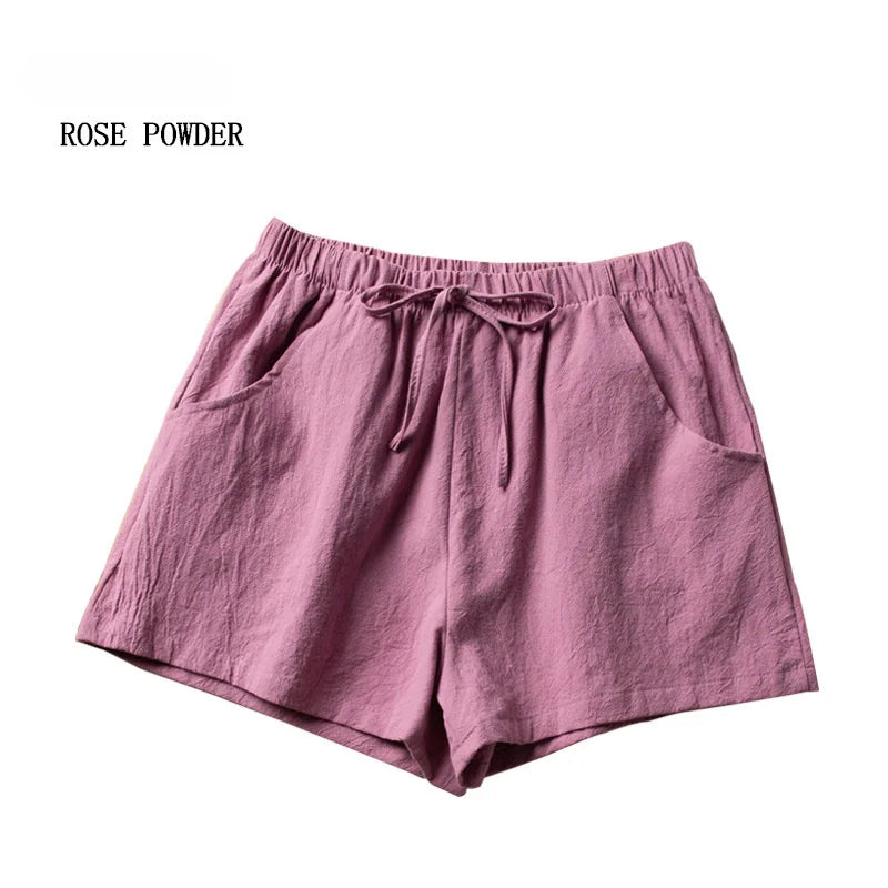 Casual Linen Shorts Women Gym Workout Shorts Cotton Short Pants High Waisted Black Ladies Short Femme Women Shorts Sport Femme voguable