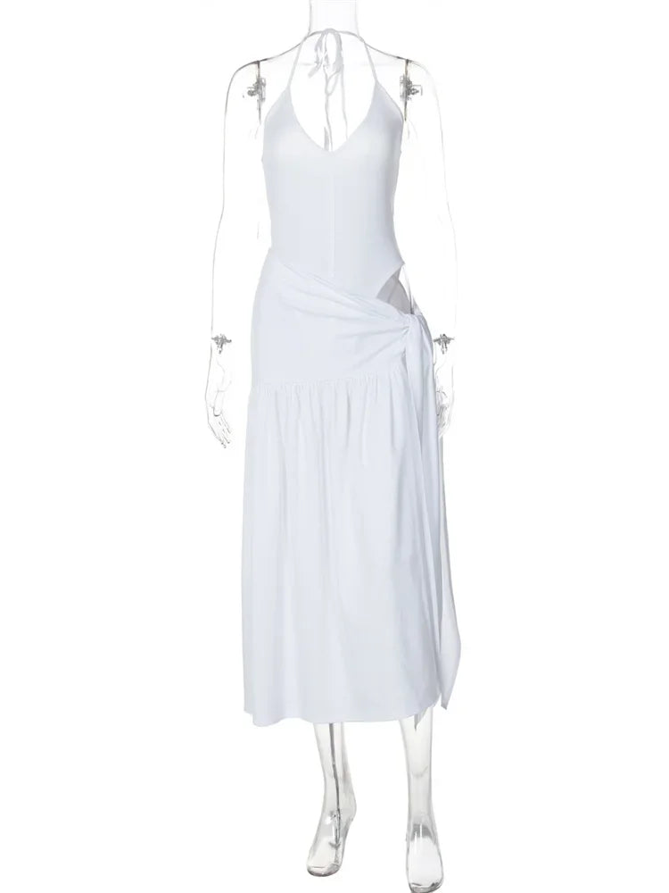 Tossy 2 Piece-Set Female V-Neck Jumpsuit Outfits Sexy Lace-Up Pleated High Waist Skirt Sets For Women White Bandage Outfits 2024 voguable