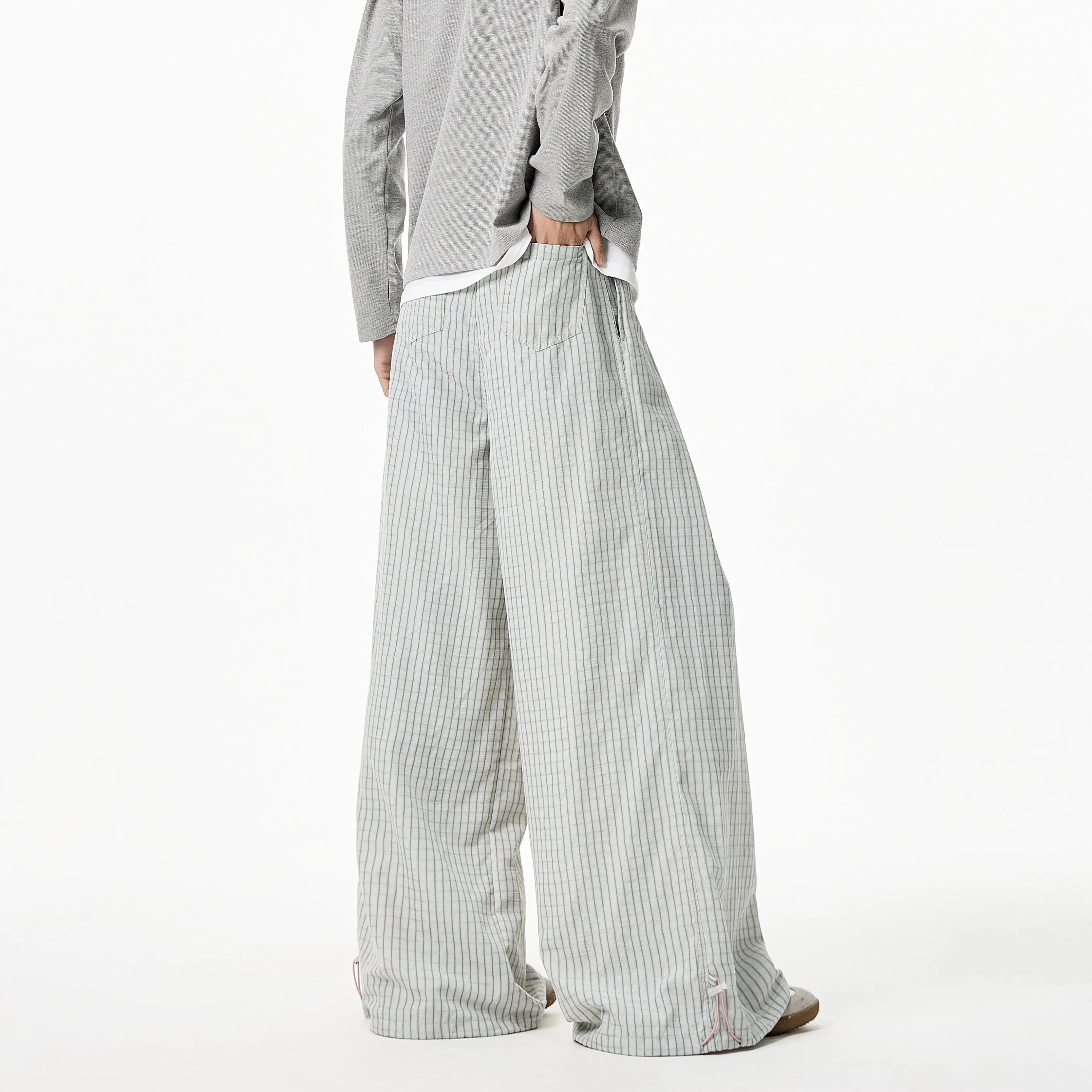 Summer Loose Wide Leg Striped Trousers Unisex High Street Fashion Trendy Casual Wear Oversize Streetwear Long Pants Lightweight voguable