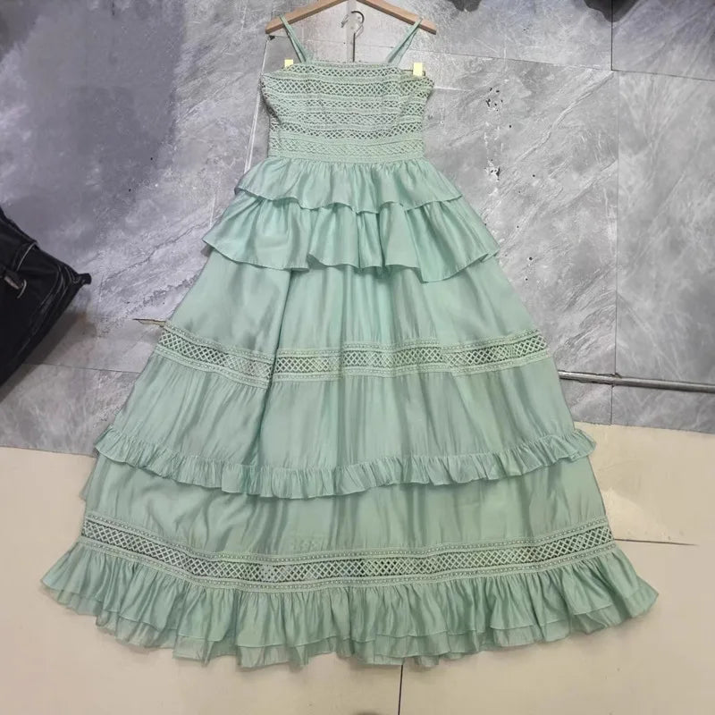 Fashion Hollow Out Dress Women's Strap Strapless Lace Casual A Line Dresses 2025 Summer New Tide 3QW1360 voguable