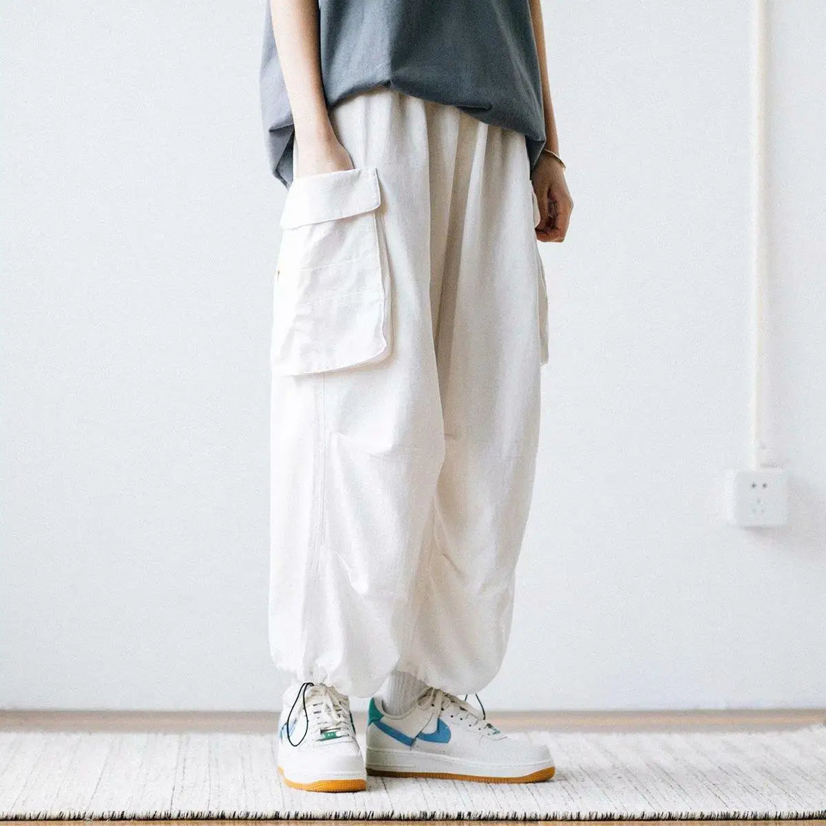 Voguable  Harajuku Y2k Baggy Cargo Pants Joggers Streetwear Ankle-Length Casual Harem Long Trousers Men Wide Leg Oversize New voguable