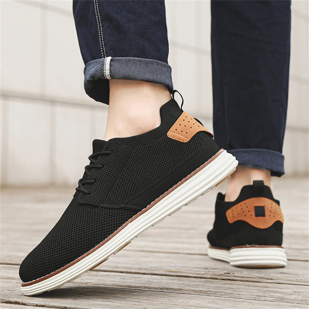 Voguable  Plus Size Men's Trendy Solid Woven Knit Breathable Sneakers, Comfy Non Slip Shoes For Men Outdoor Activities voguable