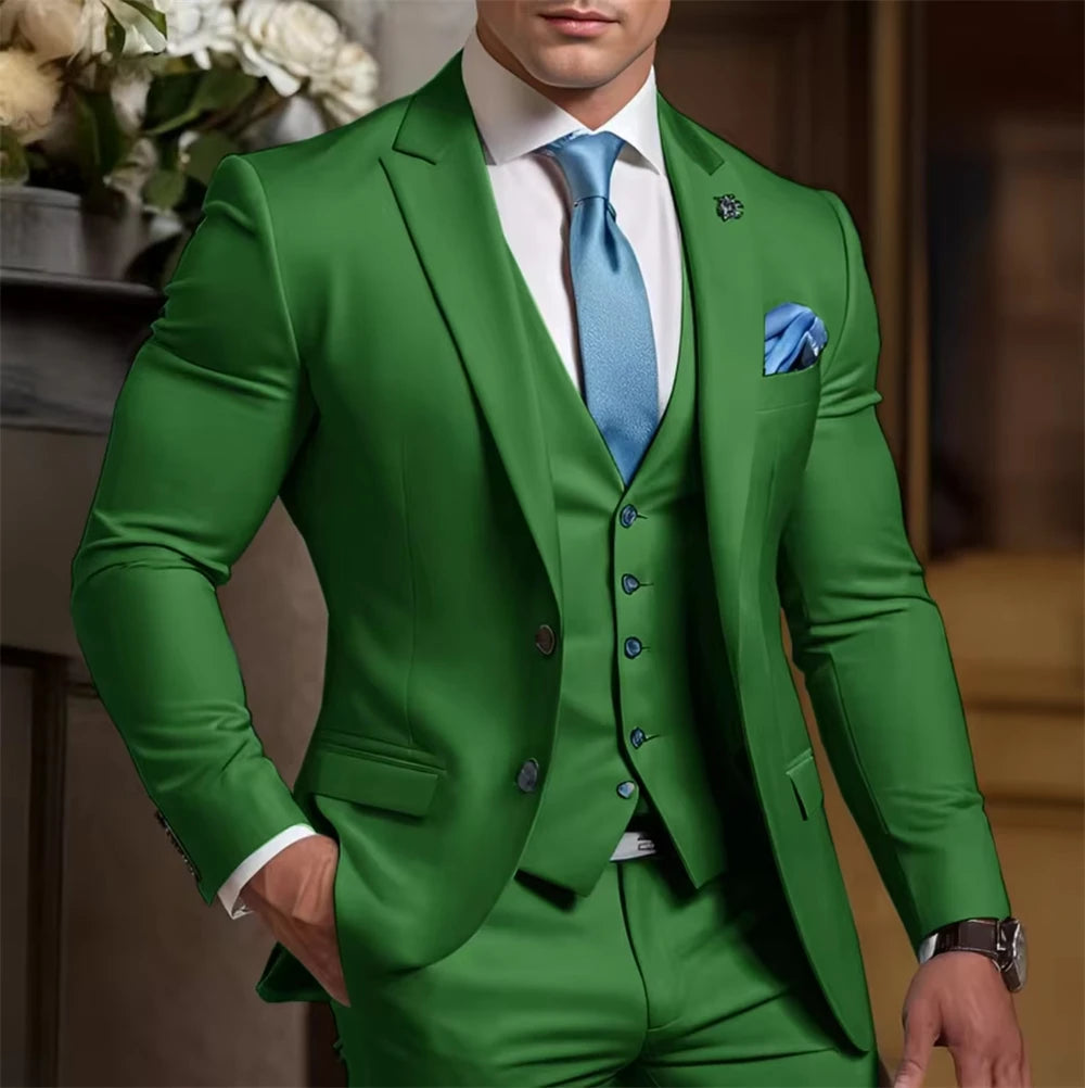 Voguable  Elegant Suit for Best Man Tailor Made Formal Men's Suit 3 Piece Blazer Vest Pant Suits Wedding Tuxedo Groom Custom Outfit Party voguable