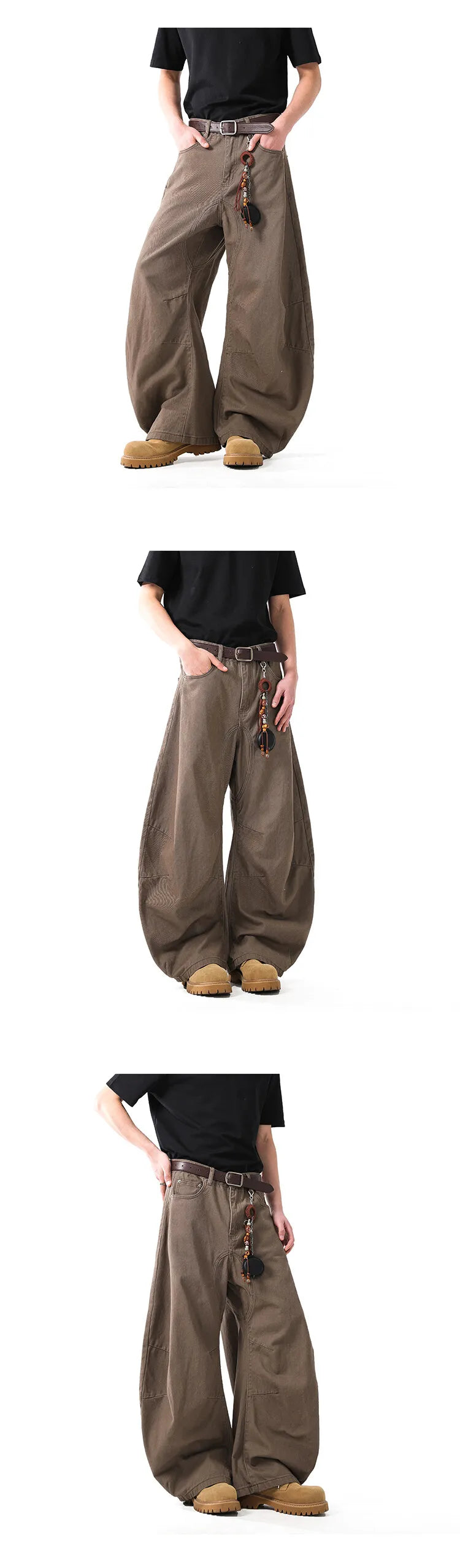 Unisex Brown Loose Fit Wide Leg Casual Pants Sportswear Lounge Joggers Street Fashion Athleisure Trendy Stylish Design Comfort voguable
